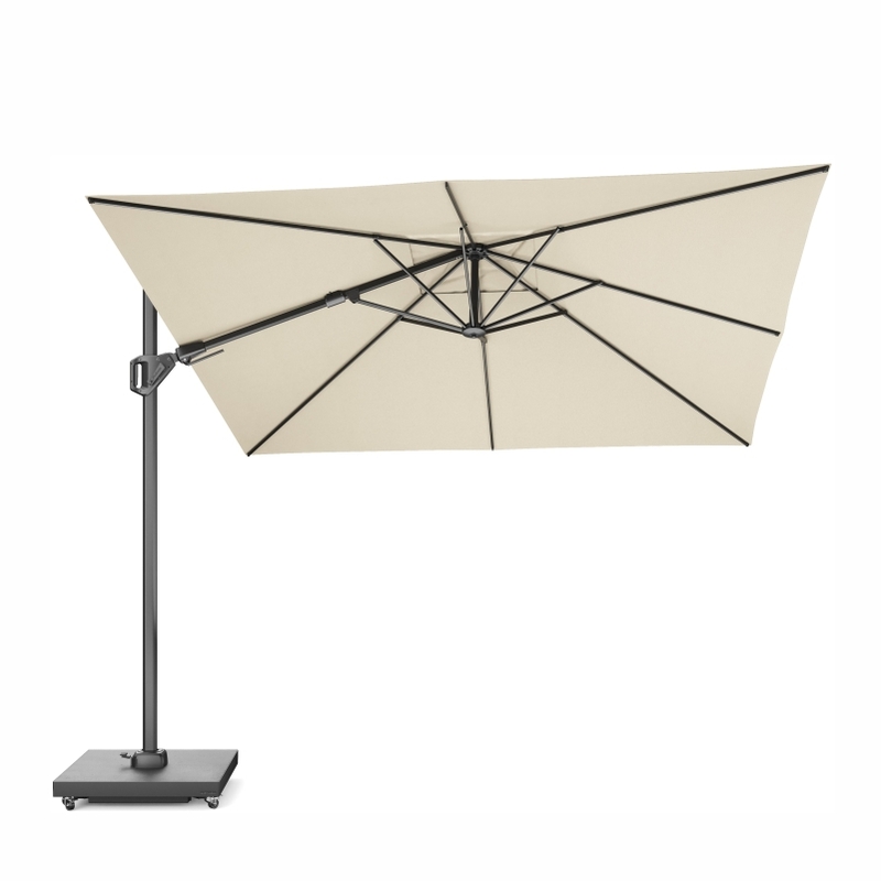 Platinum Challenger T² Ampelschirm 300×300 cm mit anthrazitem Mast und Tuch in Champagne