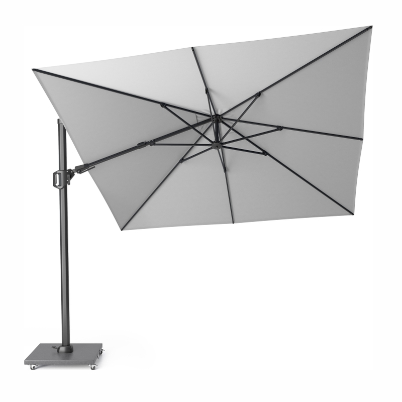 Platinum Challenger T² Ampelschirm 300×300 cm mit anthrazitem Mast und Tuch in Light Grey