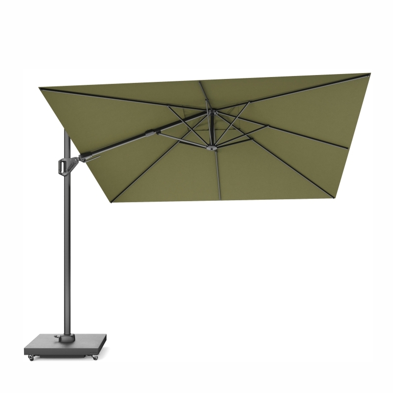 Platinum Challenger T² Ampelschirm 300×300 cm mit anthrazitem Mast und Tuch in Lush Green