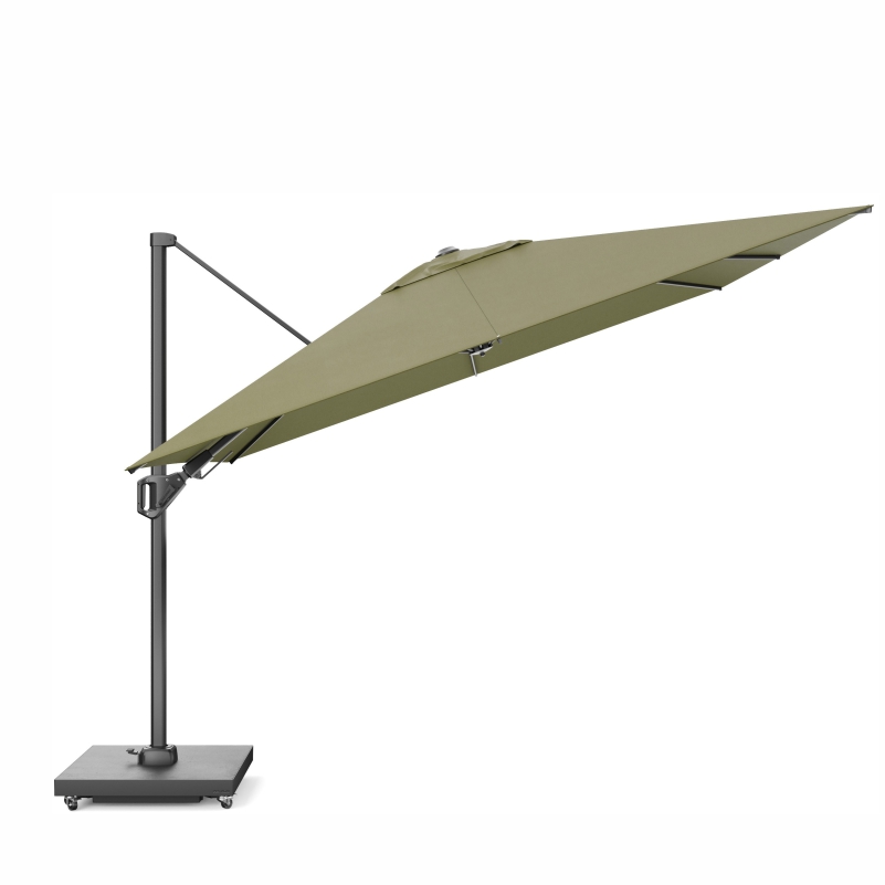 Platinum Challenger T² Ampelschirm 300×300 cm mit anthrazitem Mast und Tuch in Lush Green