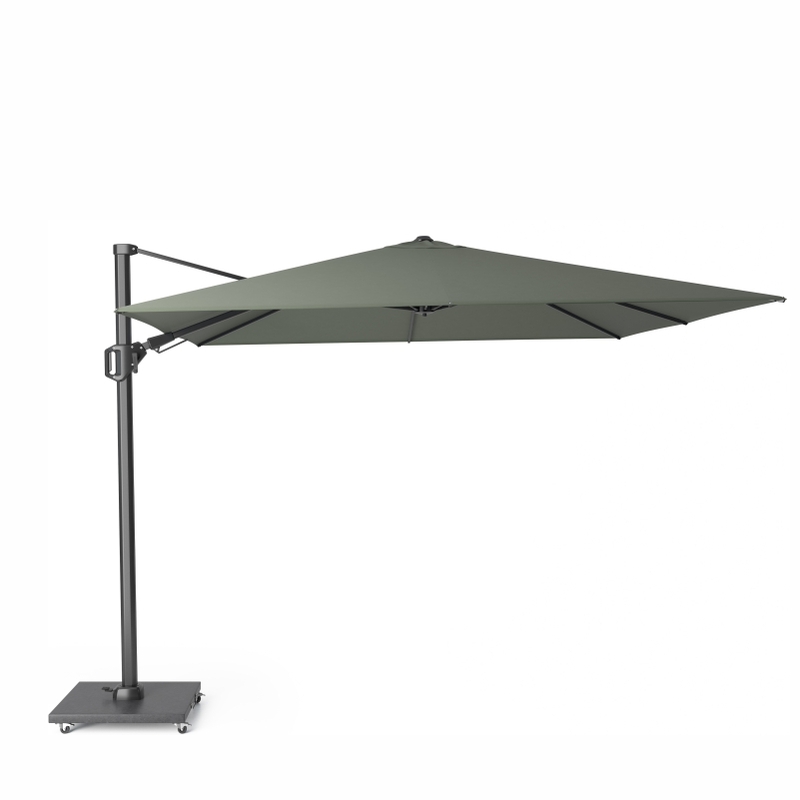 Platinum Challenger T² Ampelschirm 300×300 cm mit anthrazitem Mast und Tuch in Olive
