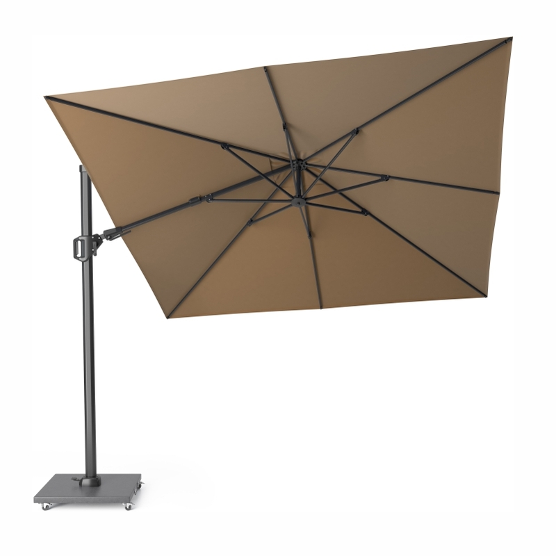 Platinum Challenger T² Ampelschirm 300×300 cm mit anthrazitem Mast und Tuch in Taupe