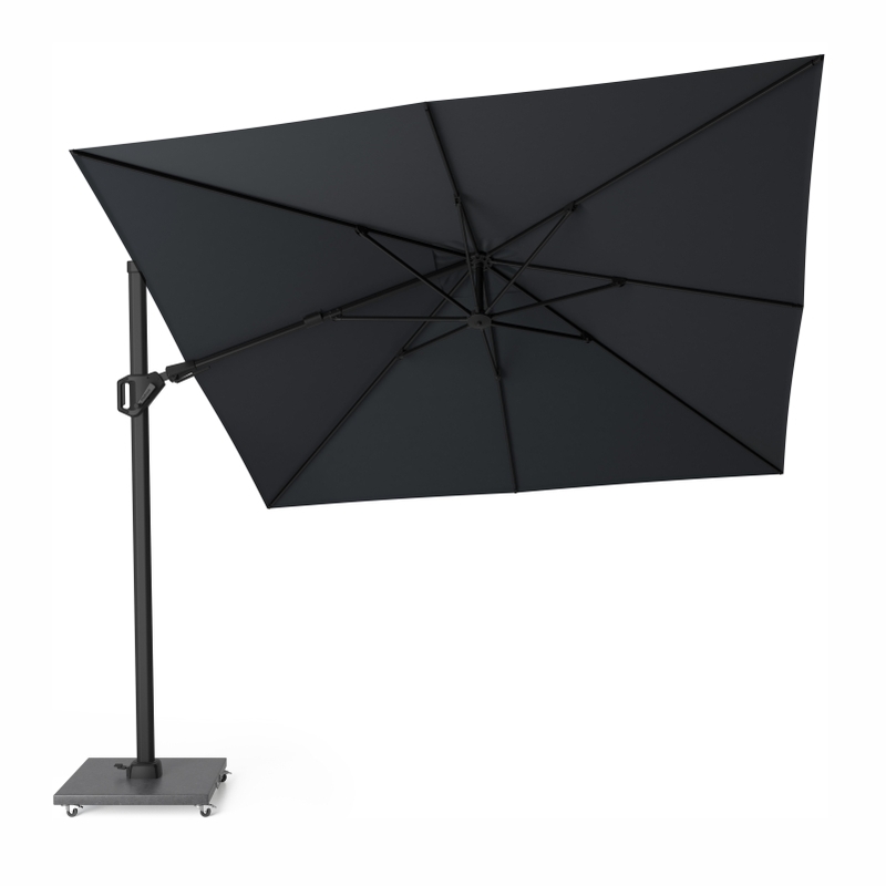 Platinum Challenger T² Ampelschirm 300×300 cm mit schwarzem Mast und Tuch in Jet Black