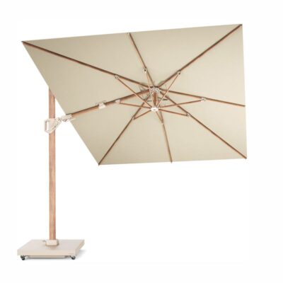 Platinum Schirm Challenger T2 350 × 260 cm Teak Mast Champagne Tuch