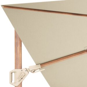 Platinum Schirm Challenger T2 260 × 350 cm Teak Mast Champagne Tuch