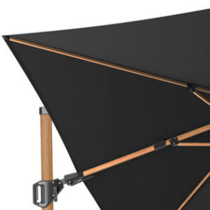 Platinum Challenger T² Ampelschirm mit Mast in Teakfarbe und Tuch in Faded Black