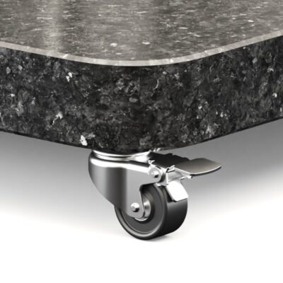 Anthrazitgrauer, polierter Granit-Schirmständer mit Schwenkrädern