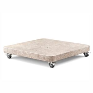 Beiger, polierter Granit-Schirmständer mit Schwenkrädern