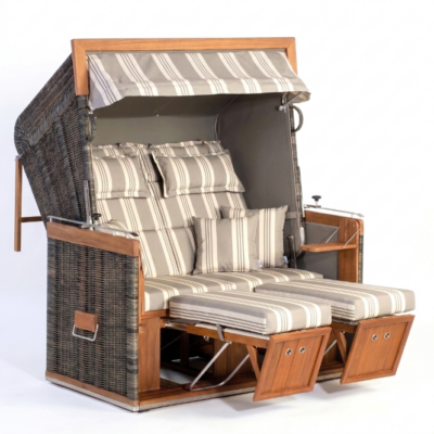Strandkorb SonnenPartner® Präsident Teak – Liegemodell, Zweisitzer
